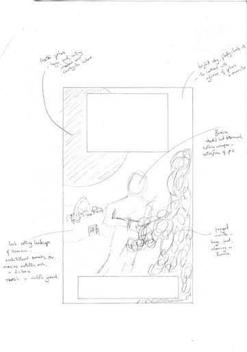 editor Peter Darvill-Evans' design sketch for the cover of Love and War