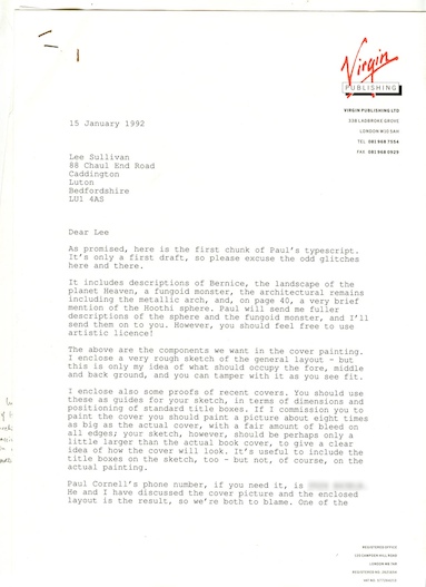 editor Peter Darvill-Evans' letter to Lee Sullivan